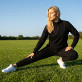 Women's polyester tracksuit set in Black and Navy Blue for sports