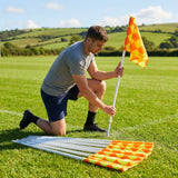 Spring loaded rugby corner flags with PVC poles and nylon flags