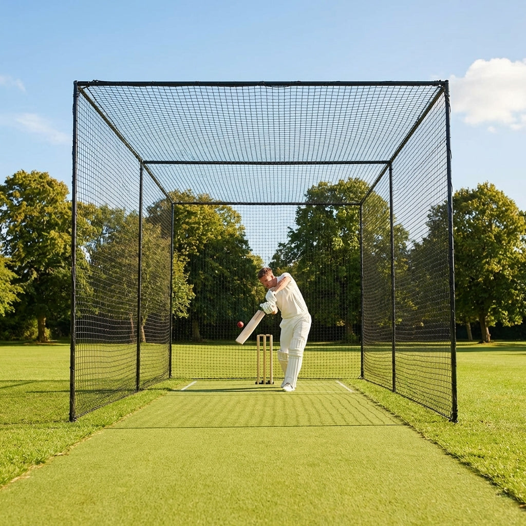 Cricket nets made from HDPE, available in various sizes for indoor and outdoor use