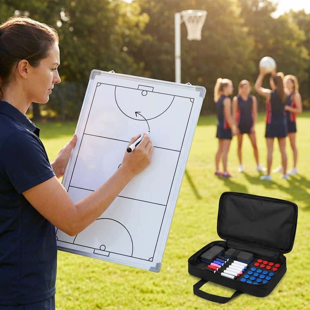 Double-sided coaching board with aluminium frame and accessories