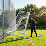 Aluminium football goal with folding mechanism