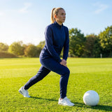 Polyester Women's Tracksuit Set in Black or Navy Blue with full zip jacket and tapered bottoms