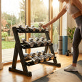 Dumbbell tree rack for home and gym, steel and rubber construction