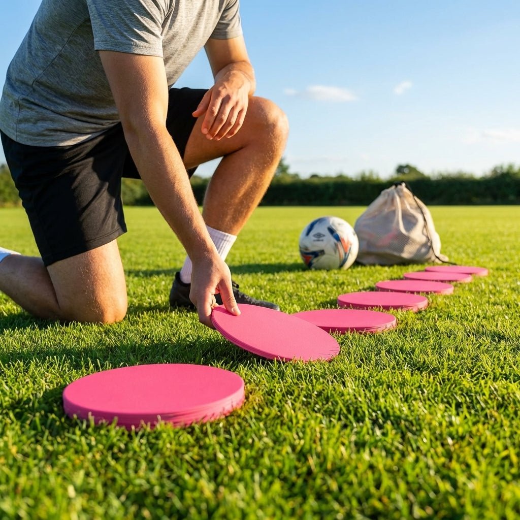 Mini flat disc markers in assorted colours for indoor and outdoor training