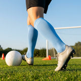 Pre-cut football socks in various sizes and colours for enhanced comfort