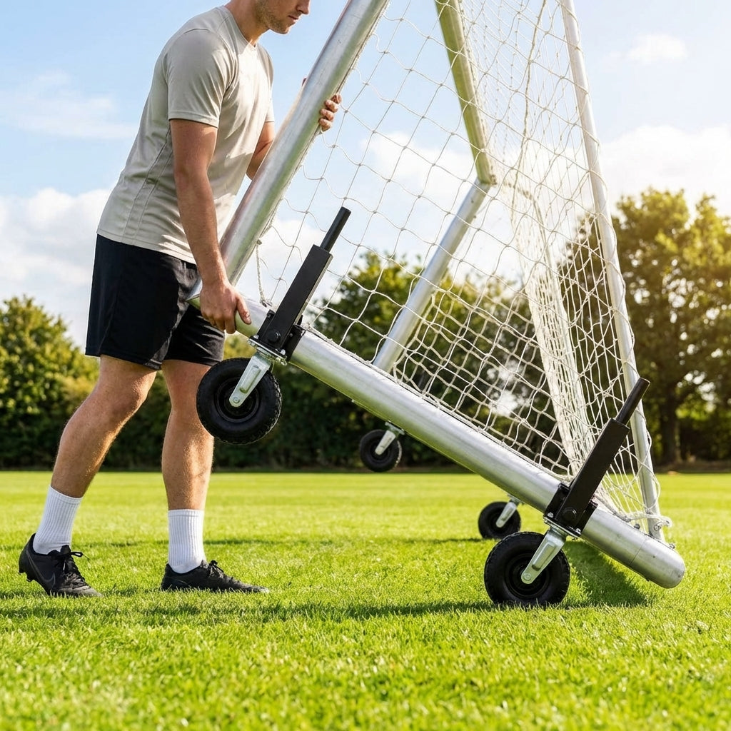 Football goal wheels with 360-degree rotation feature
