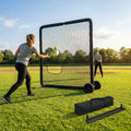 Softball pitching screen with steel frame and foam padding