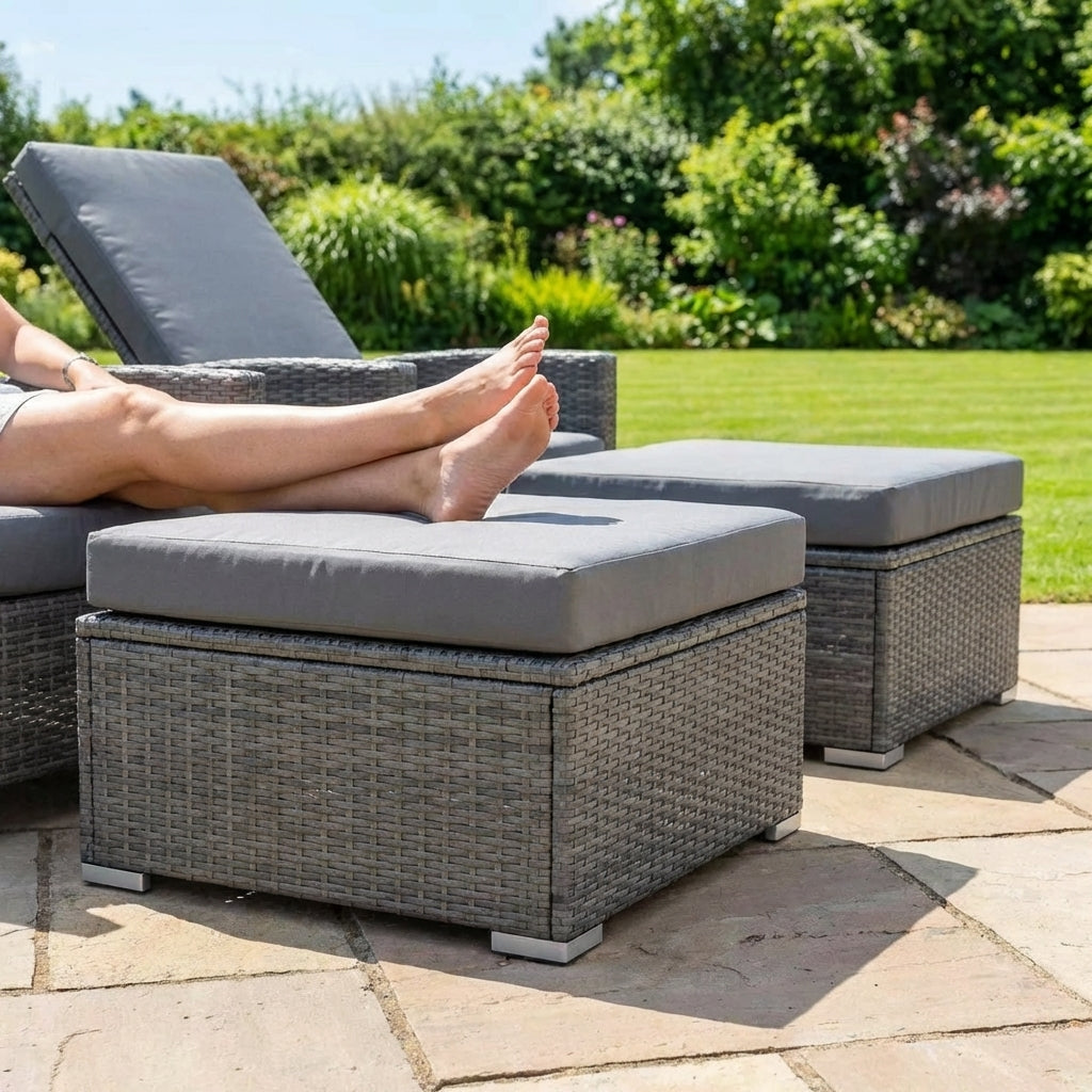 Grey Ottoman Footrests for Garden and Patio