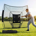 Baseball backstop net in use during outdoor practice