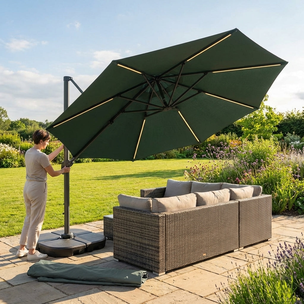 Cantilever garden parasol with 3m UV30+ canopy and steel frame