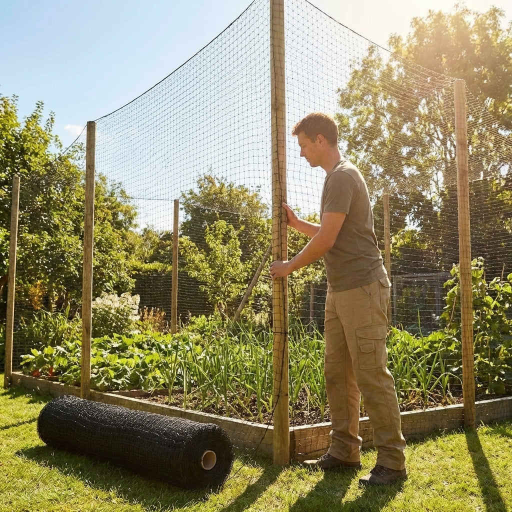 Black bird netting with 48mm mesh for pigeon and pheasant control