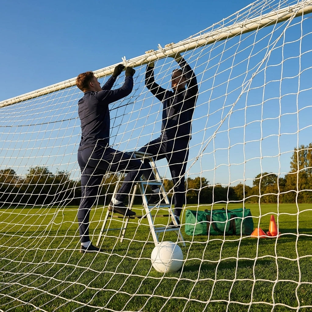 Football goal nets 24 x 8 ft, durable HDPE for clubs and schools