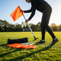 Football corner flag set with bright nylon flags and PVC poles