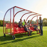 Aluminium sports team shelter with two tiers for sports facilities