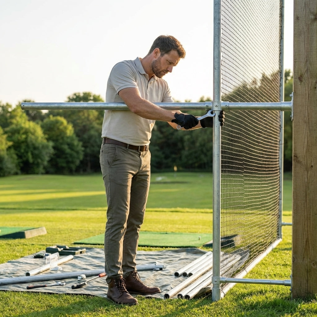Golf Cage Replacement Parts including steel tubes and netting