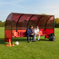Fixed team shelter with aluminium frame and polycarbonate panels for sports