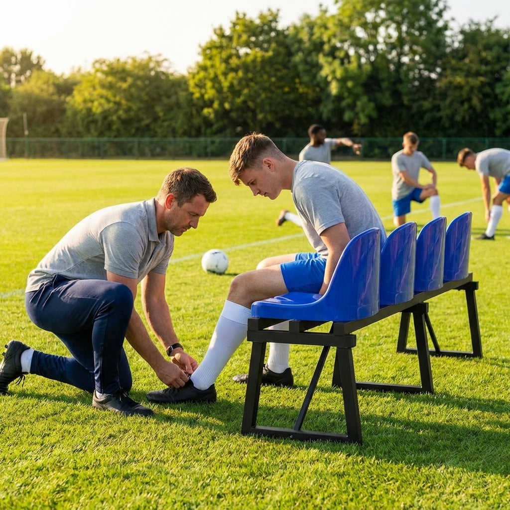 Aluminium sports bench with HDPE seats for indoor and outdoor use