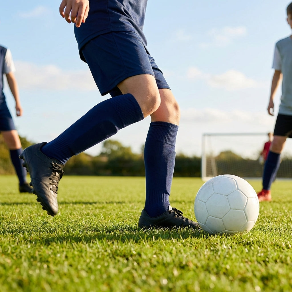 Football socks in various sizes and colours for players