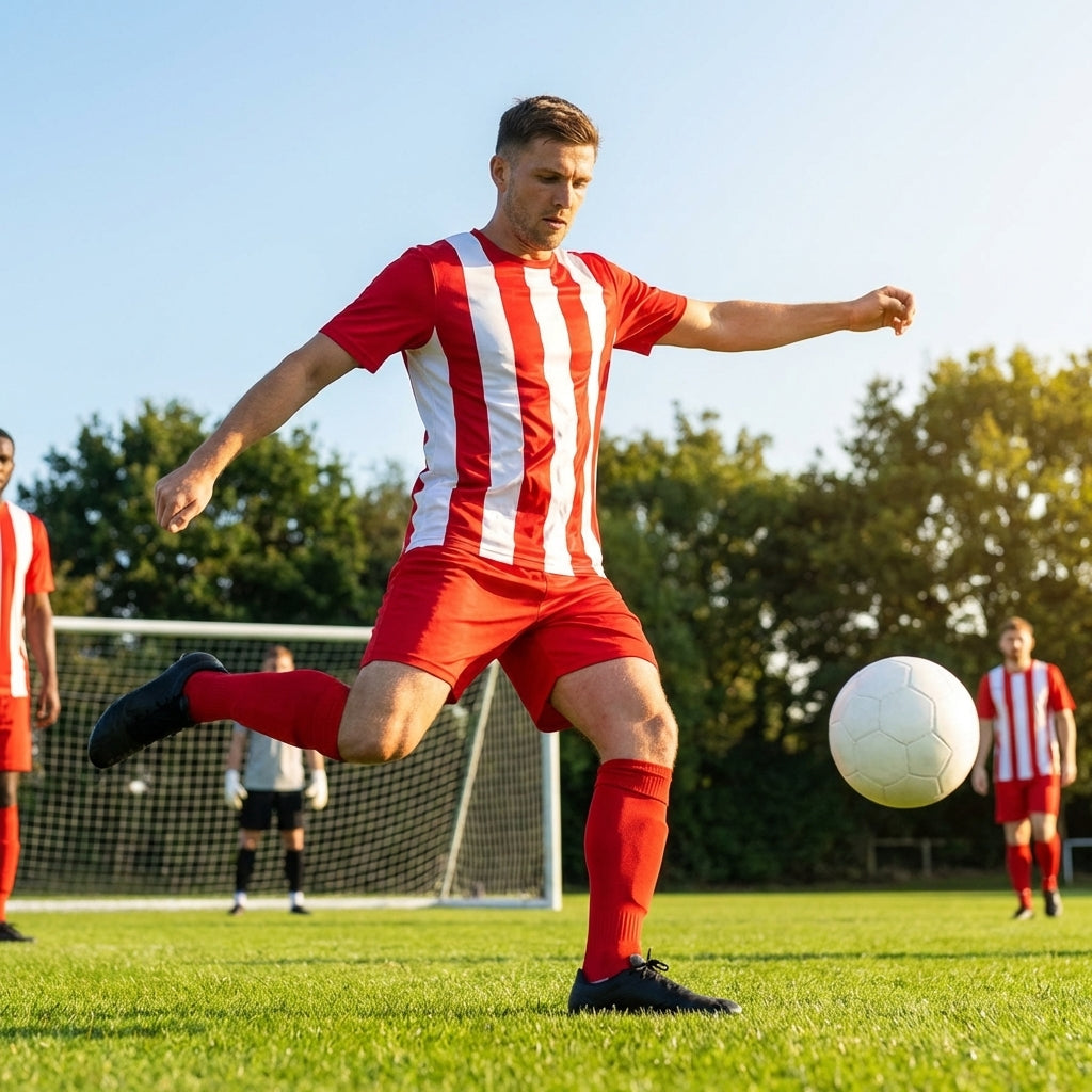 Men's Striped Football Shirt for Matches, Polyester