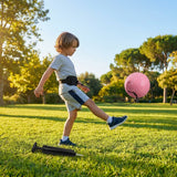 Football kick trainer with adjustable neoprene belt and training ball