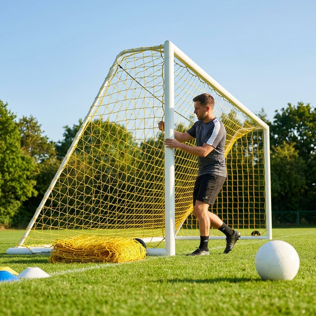 Football goal nets 24 x 8 ft, durable HDPE for clubs and schools