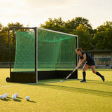 Aluminium hockey goal with HDPE net, 12ft x 7ft, for tournament use