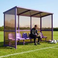 Fixed team shelter with aluminium frame and polycarbonate panels for sports
