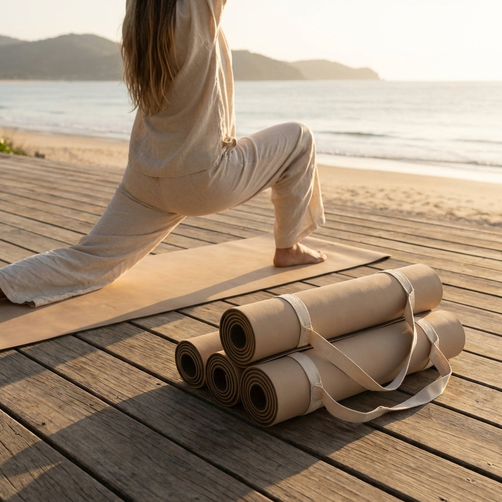 PU Yoga Mat in calming colours, ideal for yoga and Pilates