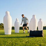 Inflatable football mannequins available in multiple sizes for training use