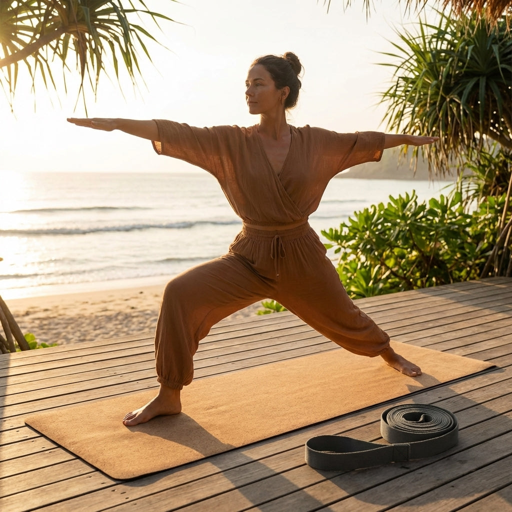 Cork Yoga Mat with Natural Rubber Base for Yoga and Pilates