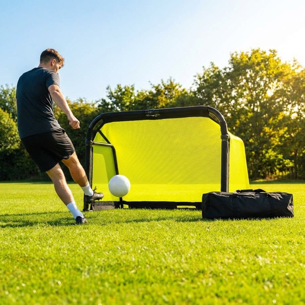 Beach football goal with fluorescent net and aluminium frame
