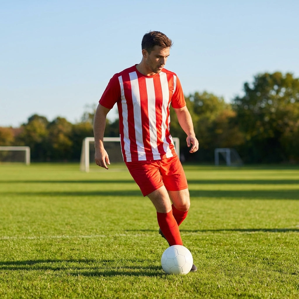 Men's Striped Football Shirt for Matches, Polyester