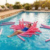 Swimming pool noodles in vibrant colours made from EVA foam