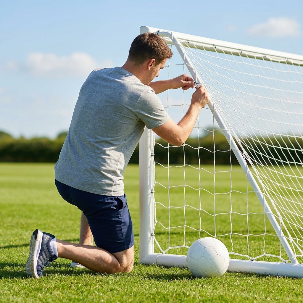 12 x 6ft football goal net made of HDPE for junior goals