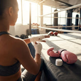 Boxing gloves and hand wraps bundle, PU leather for combat sports