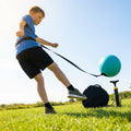 Football kick trainer with adjustable neoprene belt and training ball