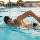 Racing swimming goggles with panoramic mirrored lenses