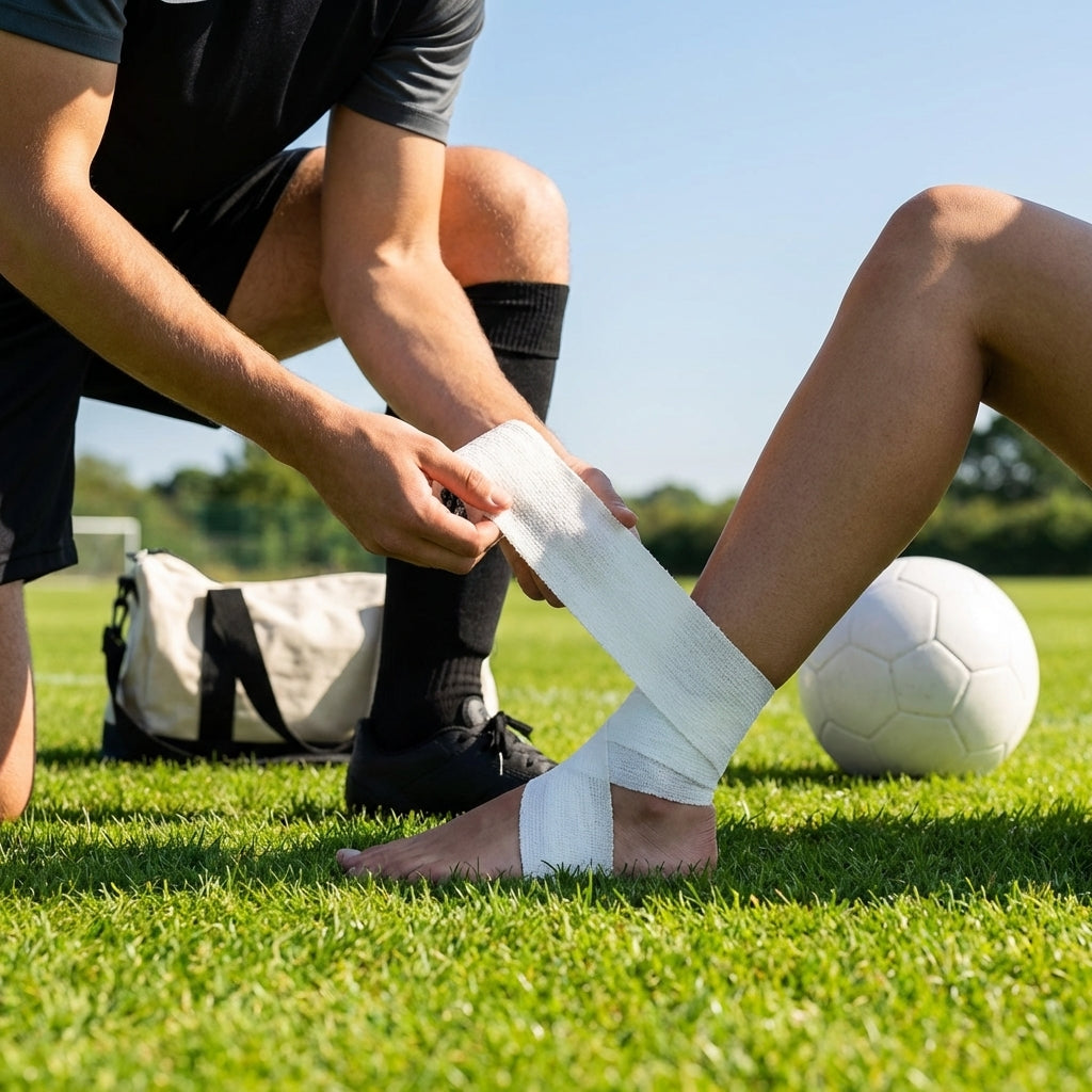 Elastic Adhesive Bandage Tape – Black/White – Cotton Spandex – Sports & Physio Use