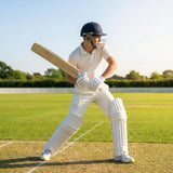 Junior cricket batting gloves with leather palm and mesh ventilation