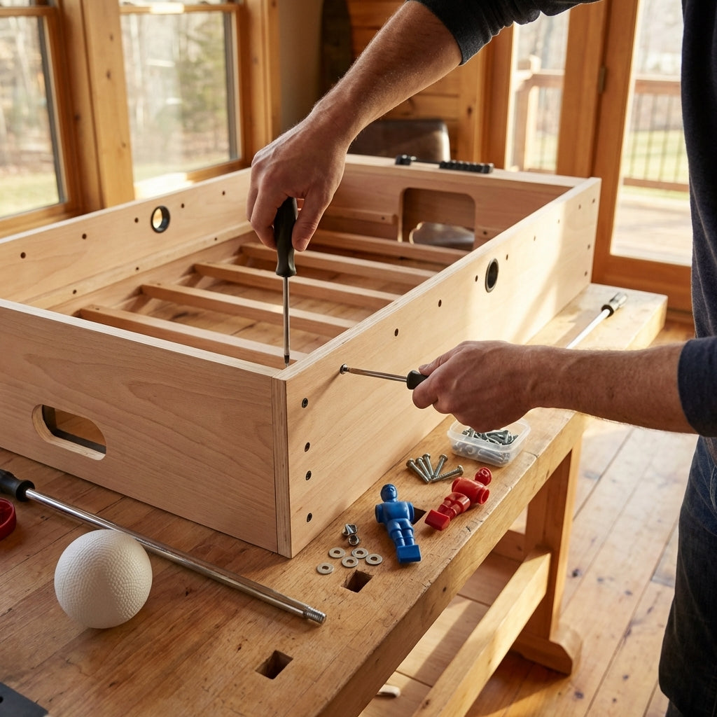 Table football spare parts, including legs and rods