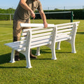 Replacement bench parts for tennis courts, available in various colours