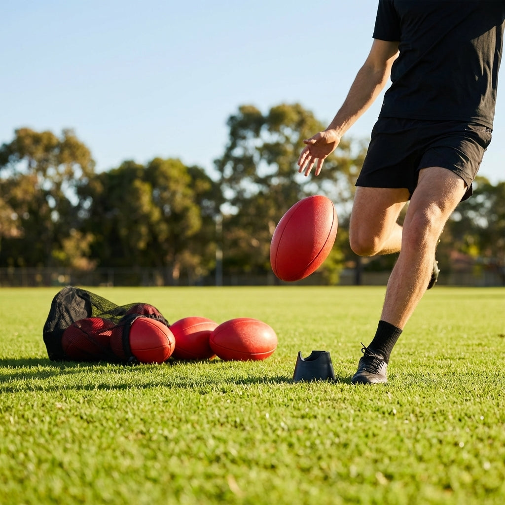 AFL training ball with rubber blend and multiplex grip