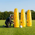 Inflatable football mannequins available in multiple sizes for training use