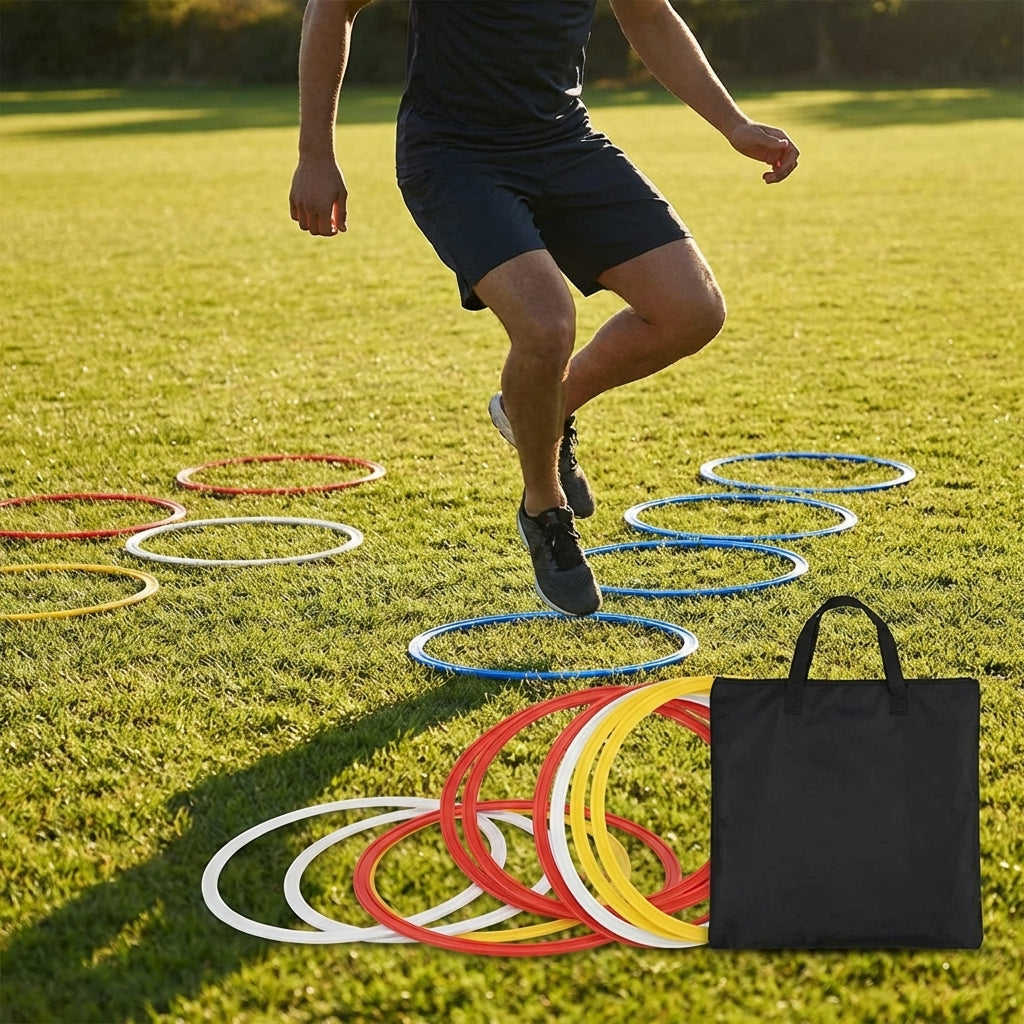 Agility Training Rings Pack of 6 with carry bag and clips