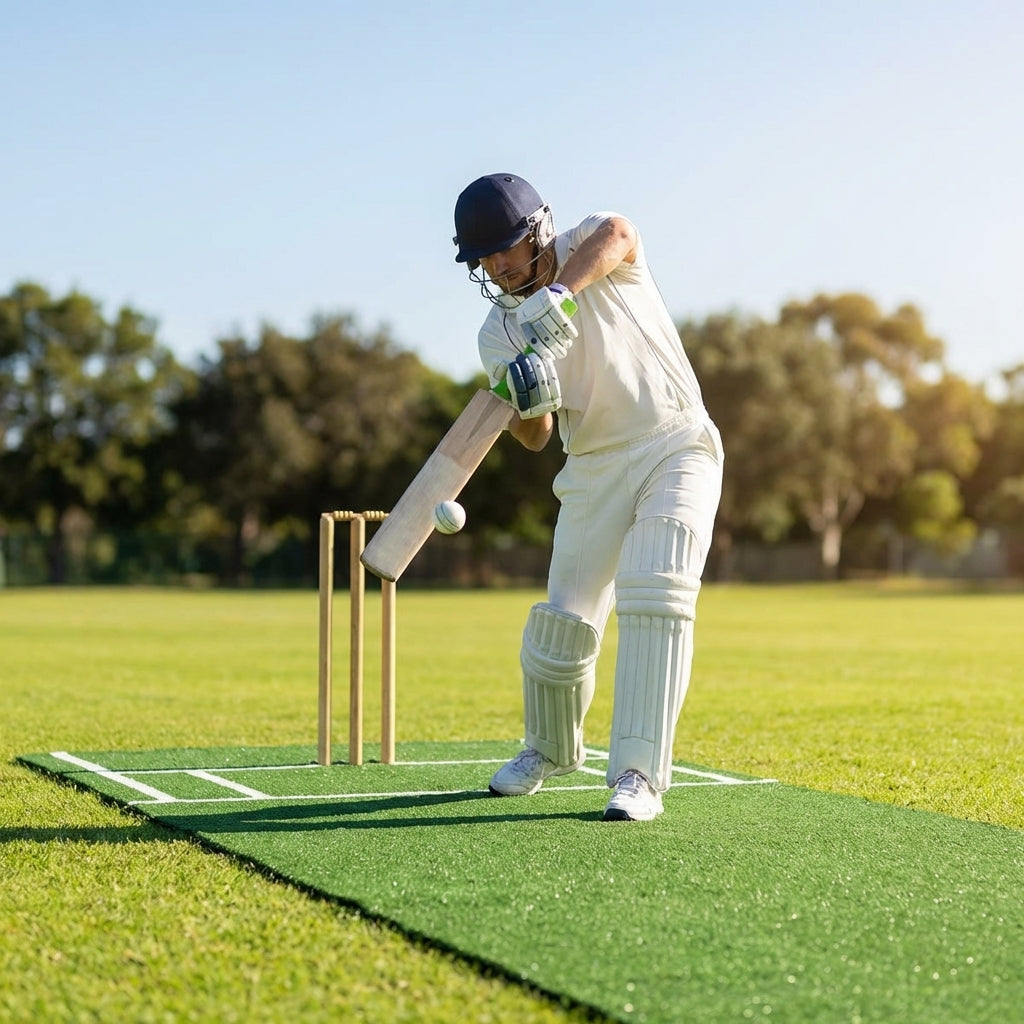 High-performance cricket matting with stump lines for clubs and schools