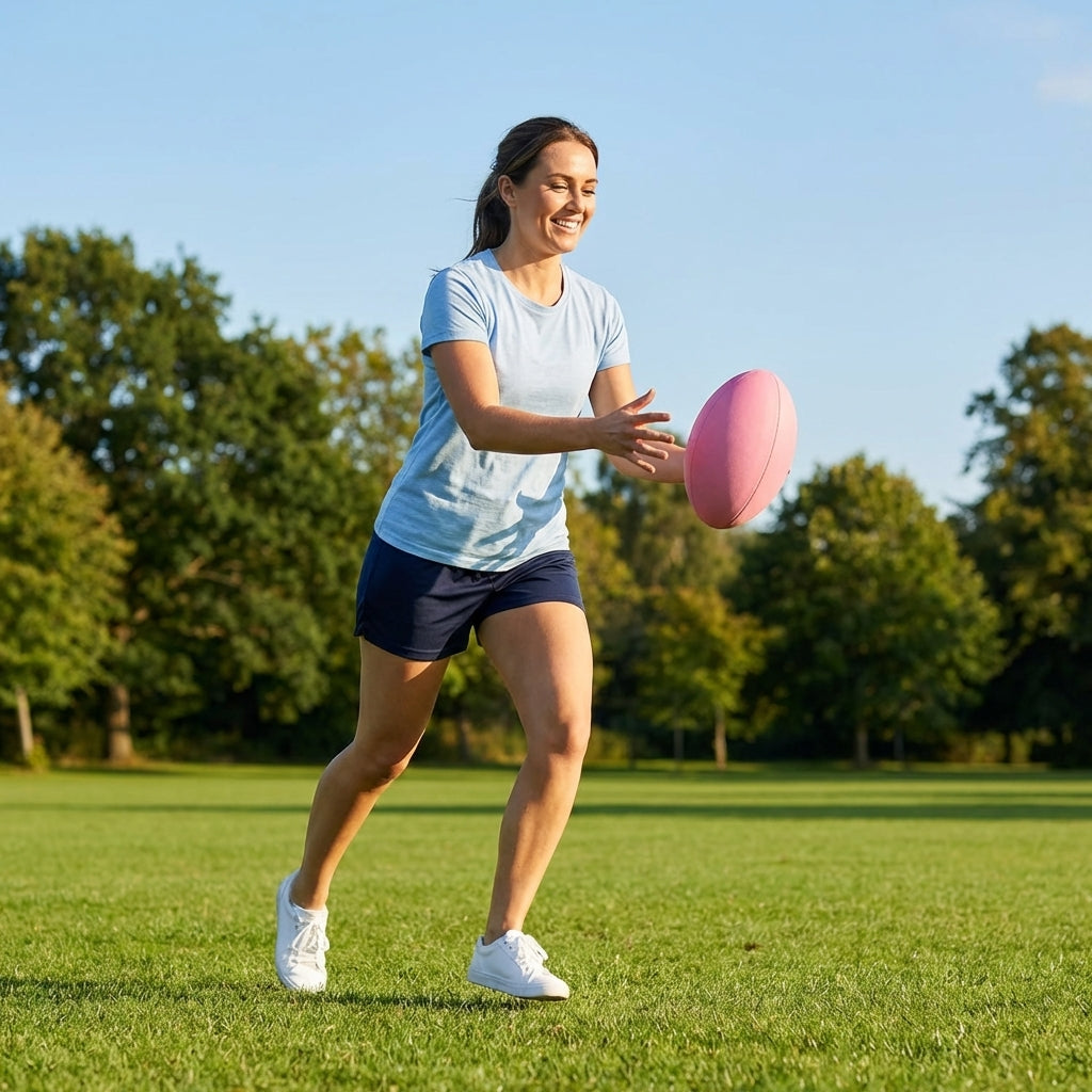 Mini Rugby Balls in Size 2, perfect for junior training, available in Blue, Green, and Pink