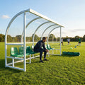 Heavy duty aluminium team shelter with moulded seats