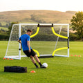 Football goal target sheet with bright yellow banding for training