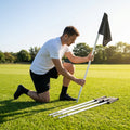 Spring-loaded football corner flags in various colours with weatherproof PVC poles
