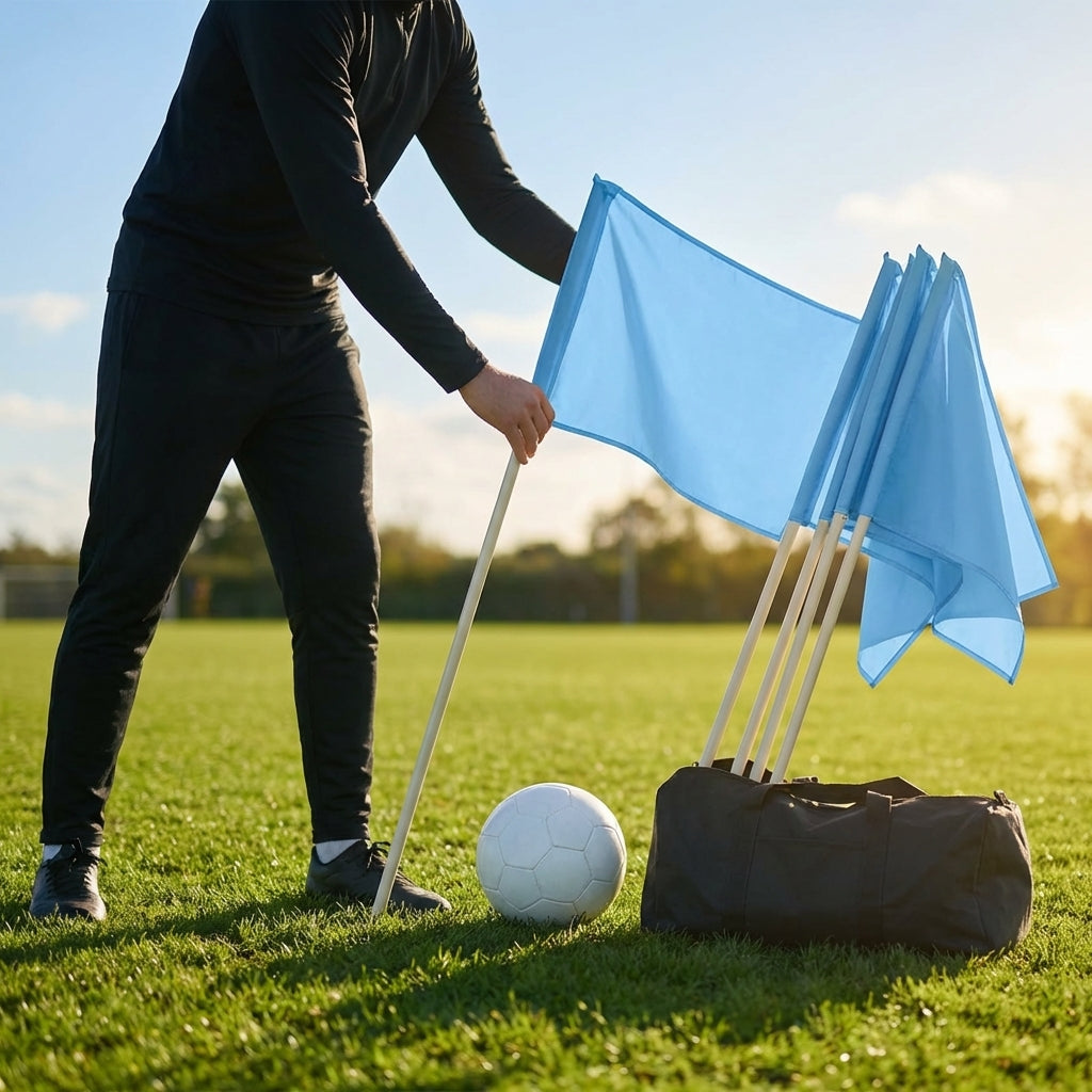 Customisable football corner flags in various colours and weatherproof design